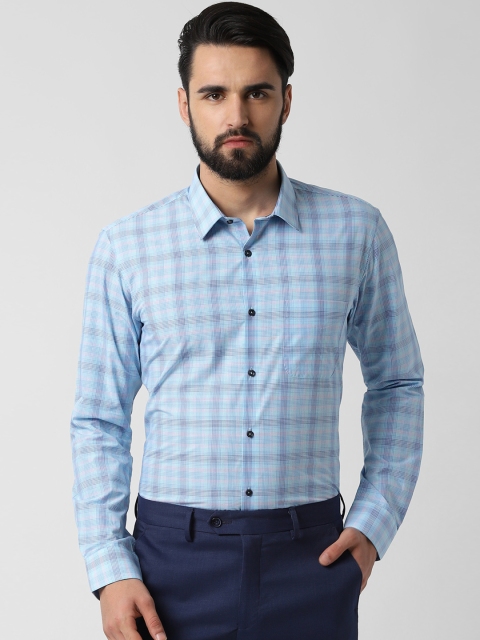 

Peter England Men Blue & Pink Regular Fit Checked Formal Shirt