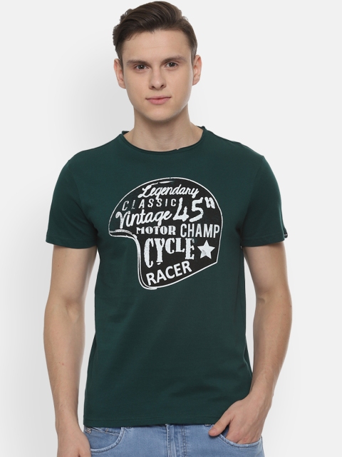 

People Men Green Printed Round Neck T-shirt