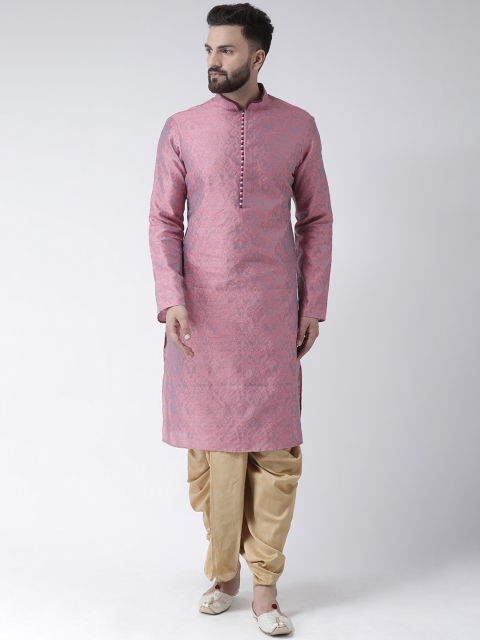 

Chitwan Mohan Men Pink & Beige Self Design Kurta with Dhoti Pants