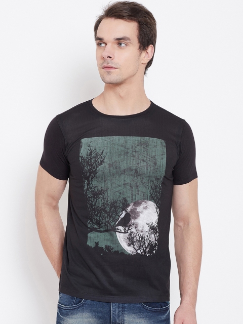 

Wear Your Mind Men Black & Green Printed Round Neck T-shirt