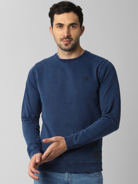 Peter England Casuals Men Blue Solid Pullover Sweatshirt