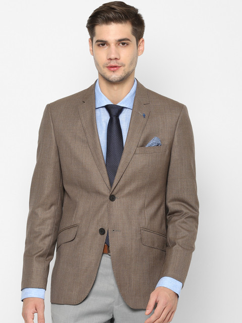 

SIMON CARTER LONDON Men Brown Checked Single-Breasted Slim Fit Blazer