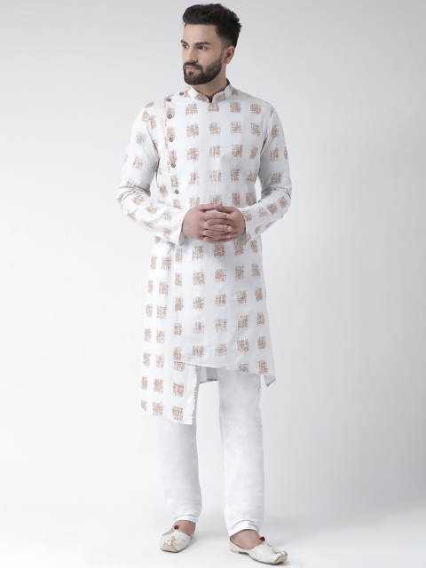 

Chitwan Mohan Men White & Beige Printed Kurta with Pyjamas