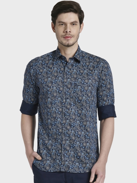 ColorPlus Men Blue & Beige Regular Fit Printed Casual Shirt