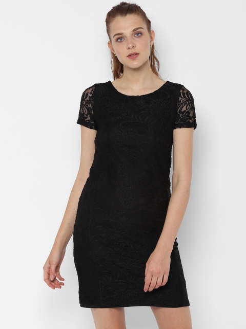 

People Women Black Self Design Sheath Dress