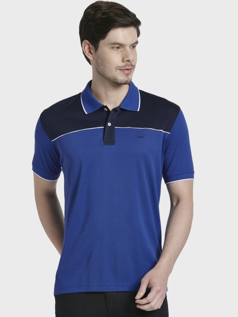 

ColorPlus Men Blue Colourblocked Polo Collar T-shirt