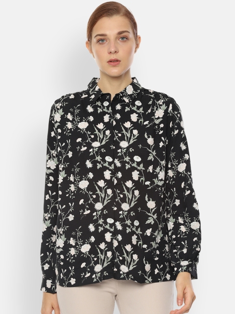 

Van Heusen Woman Black & White Regular Fit Printed Casual Shirt