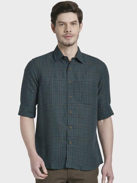 

ColorPlus Men Green & Brown Regular Fit Checked Casual Shirt