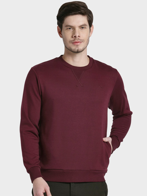 

ColorPlus Men Maroon Solid Sweatshirt