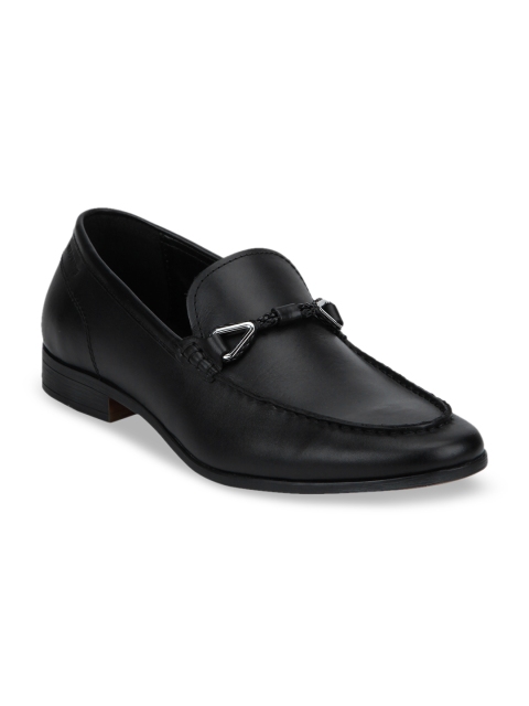 

Red Tape Men Black Solid Leather Horse-Bit Loafers