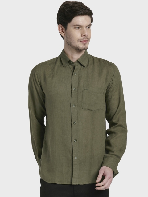 

ColorPlus Men Green Linen Regular Fit Solid Casual Shirt