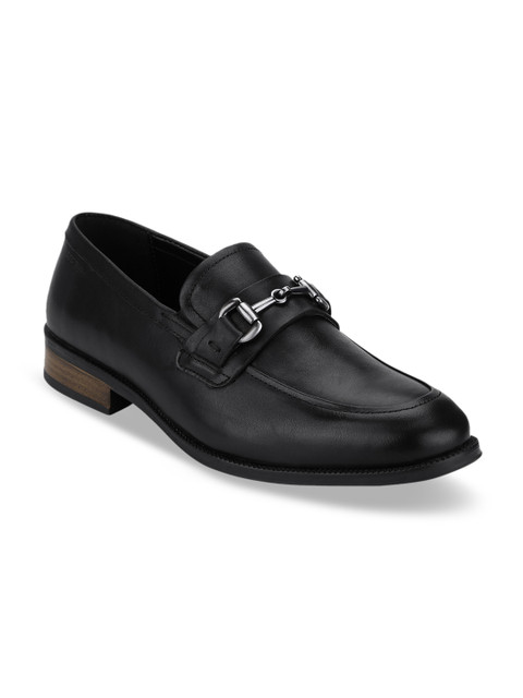 

Red Tape Men Black Solid Leather Horse-Bit Loafers