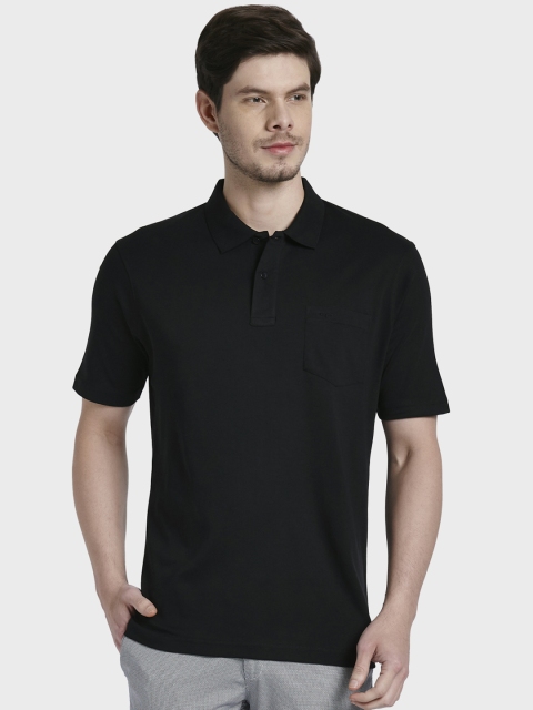 

ColorPlus Men Black Solid Polo Collar T-shirt