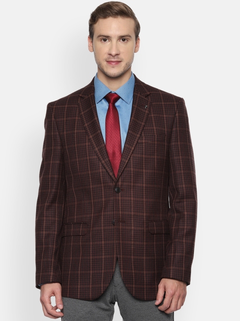 

Van Heusen Men Maroon Checked Slim Fit Single-Breasted Blazer