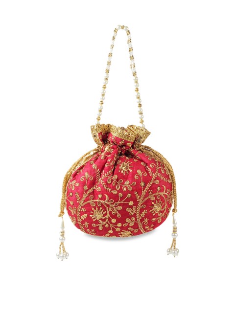 

Mochi Women Maroon Embroidered Clutch