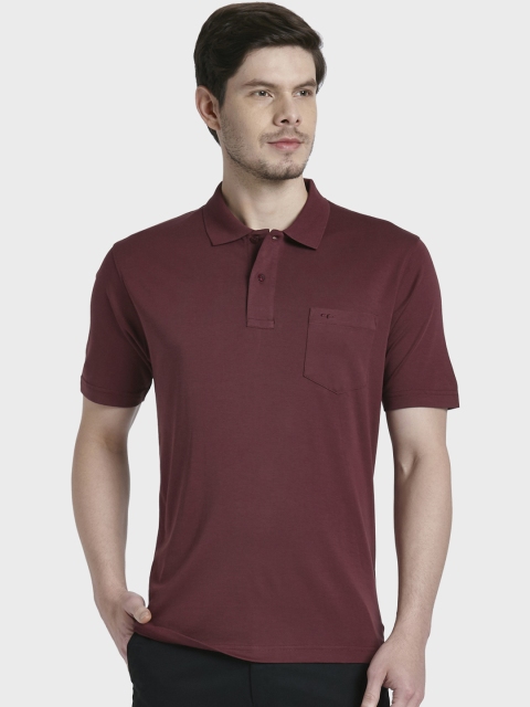 

ColorPlus Men Maroon Solid Polo Collar T-shirt