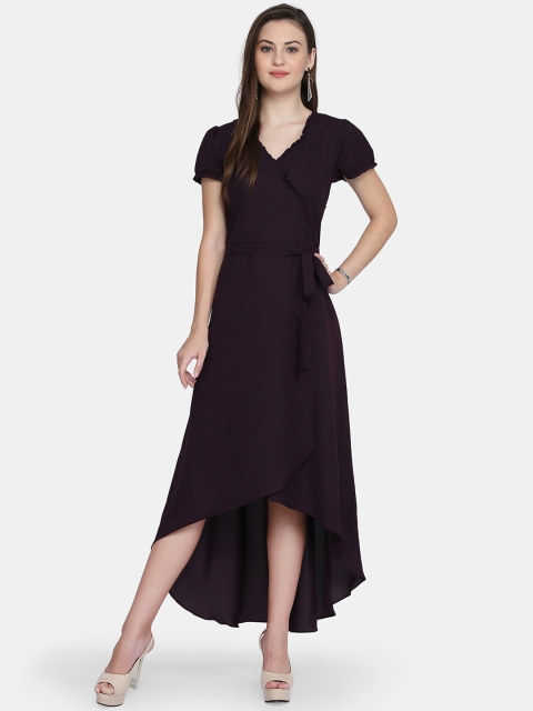 

Eavan Women Purple Solid Wrap High Low Dress