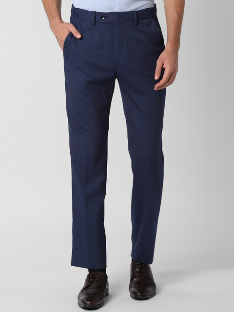 

Peter England Men Navy Blue Slim Fit Solid Formal Trousers