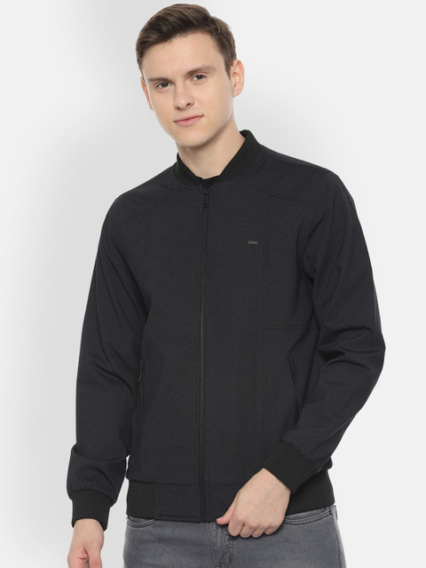 

Van Heusen Sport Men Charcoal Grey Solid Bomber Jacket