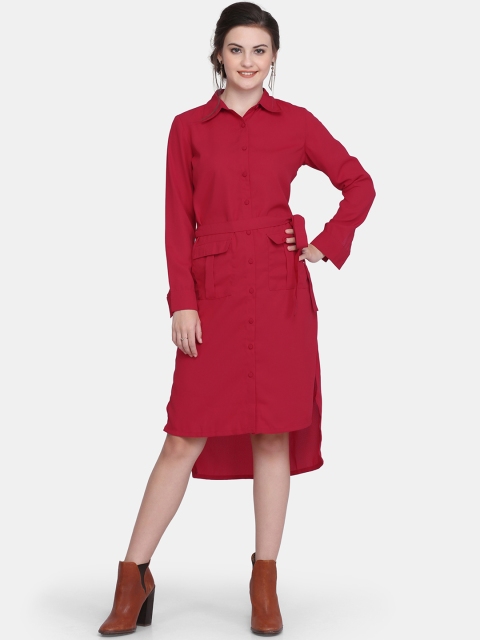 

Eavan Women Maroon Solid Shirt Dress
