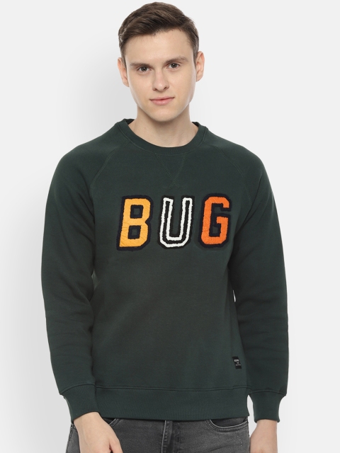 

People Men Green & Yellow Printed Sweatshirt