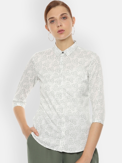 

Van Heusen Woman White & Grey Regular Fit Printed Casual Shirt