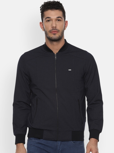 

Van Heusen Sport Men Navy Blue Solid Bomber Jacket