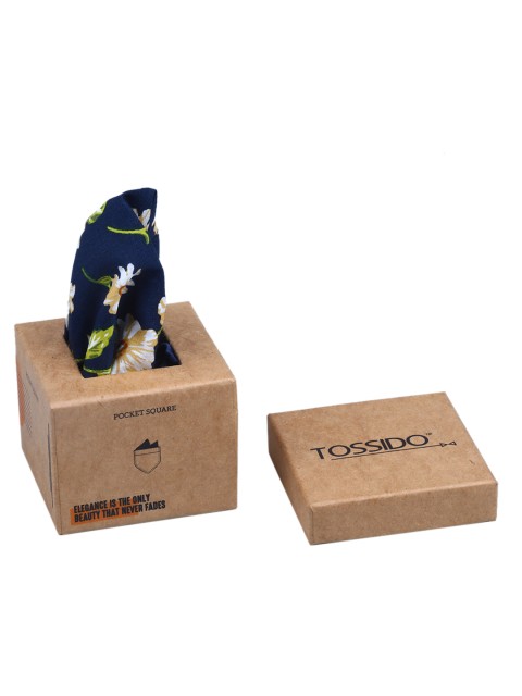 

Tossido Men Navy Blue Printed Pocket Squares
