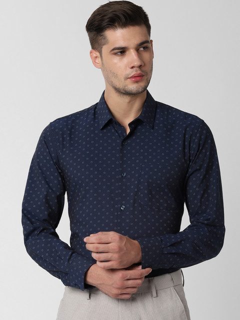 

Peter England Men Navy Blue Slim Fit Printed Formal Shirt