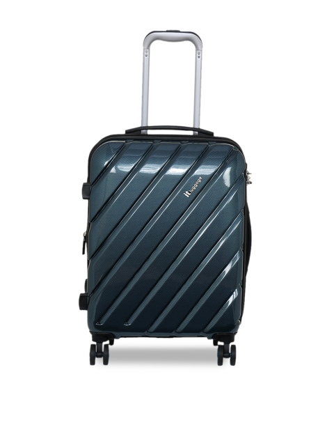 

IT luggage Unisex Navy Blue Textured Expandable Cabin Trolley Bag