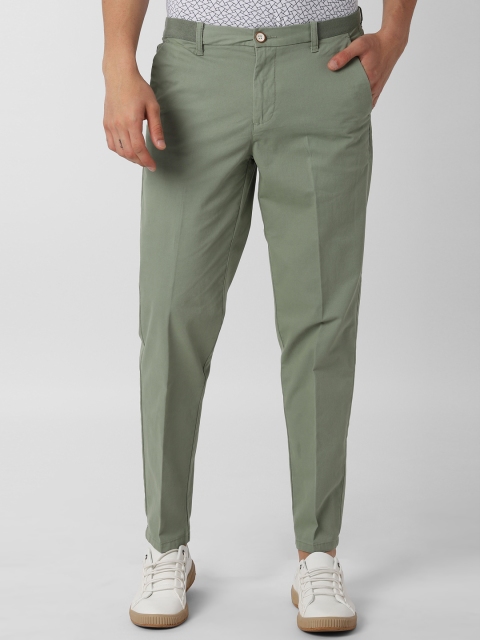 

Peter England Casuals Men Olive Green Tapered Fit Solid Regular Trousers