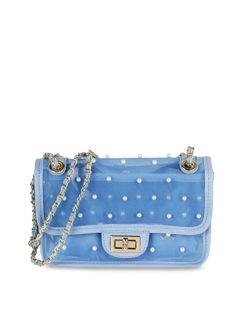 

Mochi Blue Colourblocked Embellished Sling Bag