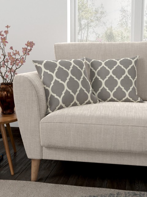 

CURTAIN LABEL Grey & Beige Set of 2 Abstract Square Cushion Covers