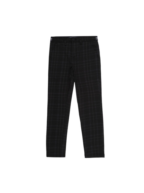 

Allen Solly Junior Boys Black Regular Fit Checked Regular Trousers