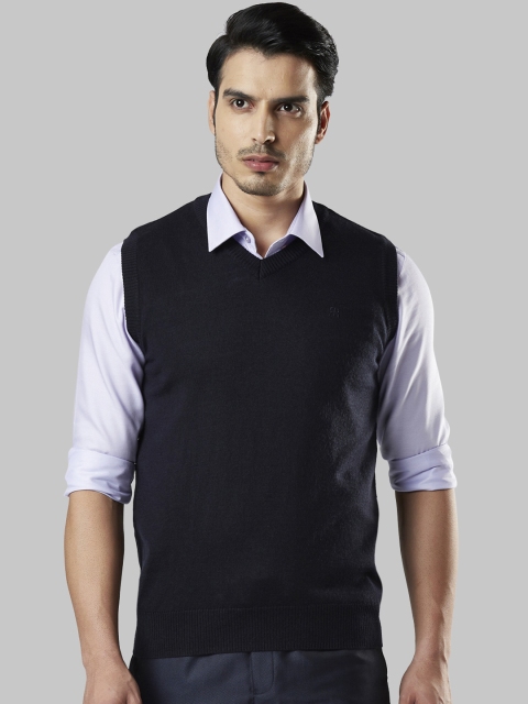 

Raymond Men Navy Blue Solid Sweater