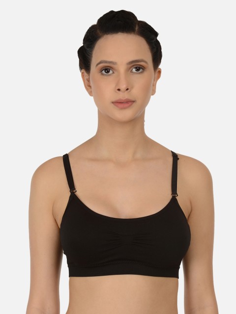 

fashiol Black Solid Non-Wired Lightly Padded Sports Bra