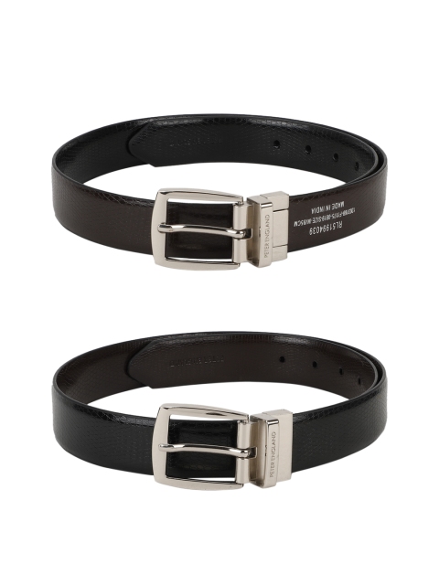 Peter England Men Brown & Black Textured Belt
