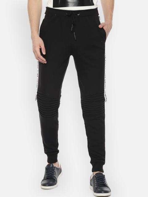 

People Men Black Solid Straight Fit Track Pants