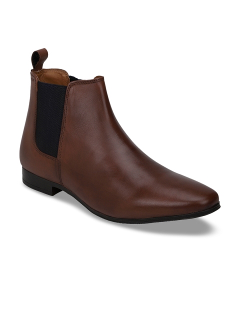 

Red Tape Men Brown Solid Leather Mid Top Boots