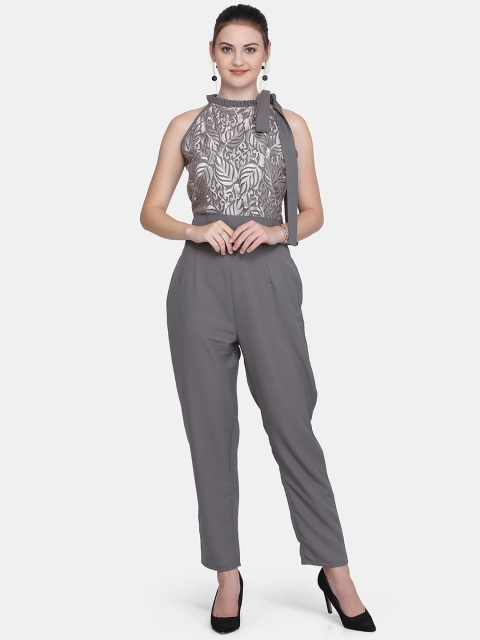 

Eavan Women Grey Embroidered Basic Jumpsuit