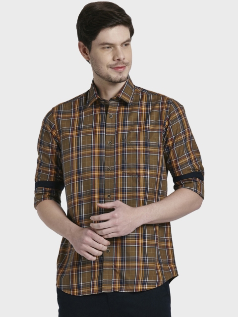 

ColorPlus Men Green Regular Fit Checked Casual Shirt