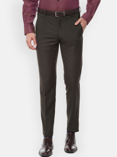 

Van Heusen Men Brown Slim Fit Checked Formal Trousers