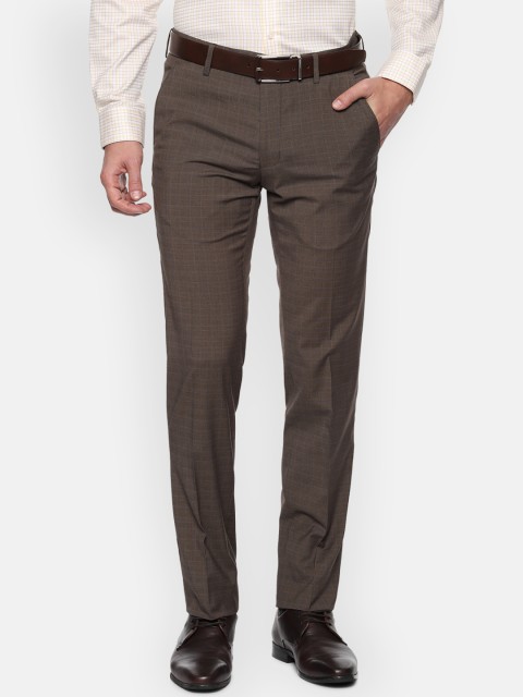 

Van Heusen Men Brown Slim Fit Checked Formal Trousers