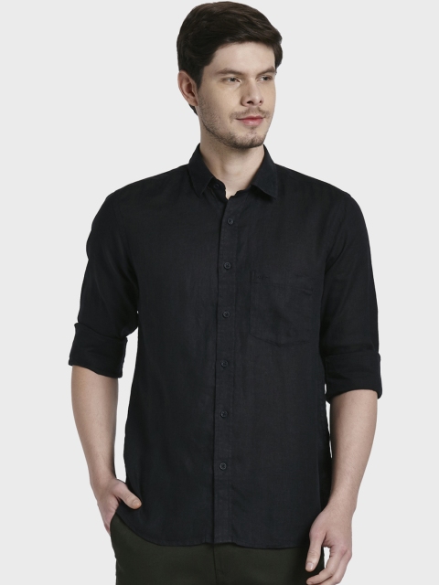 

ColorPlus Men Black Regular Fit Solid Linen Casual Shirt