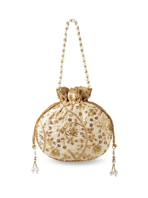 

Mochi Women Gold-Toned Embroidered Clutch