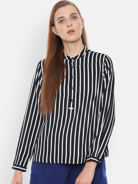 

Van Heusen Women Black Striped Shirt Style Top
