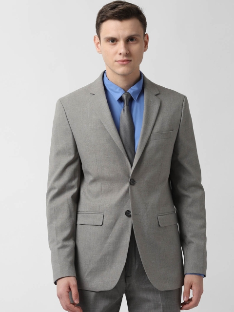

Peter England Men Grey Solid Slim-Fit Single-Breasted Blazer