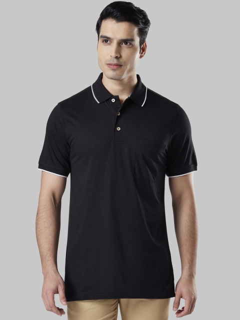 

Raymond Men Black Solid Polo Collar T-shirt