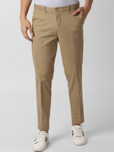 

Peter England Casuals Men Beige Tapered Fit Solid Regular Trousers