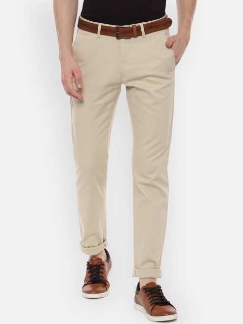 van-heusen-sport-men-beige-slim-fit-self-design-regular-trousers